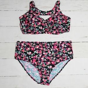 Moxi Blu Floral Bikini Sz 4X 26-28 NWOT